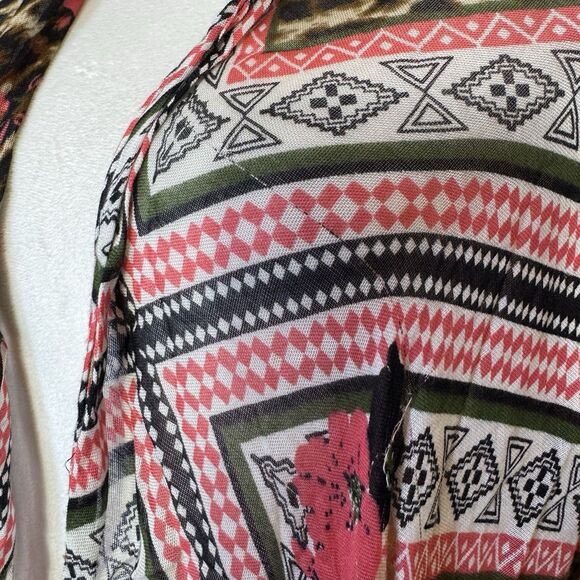 Ariat Womens Kimono Duster One Size Fringe Aztec Southwestern Boho Flowy Open - Picture 10 of 11